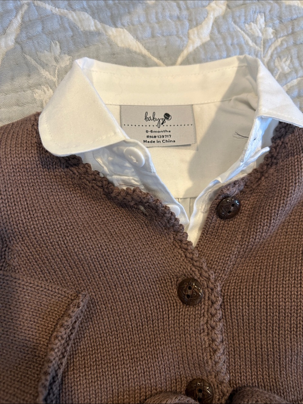 Adorable Brown Knit Cardigan with Pink Skirt Set - Picture 2 of 8